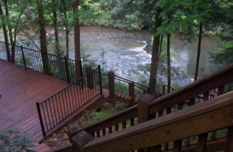 Cabin deck at Avenair Mountain Cabins.