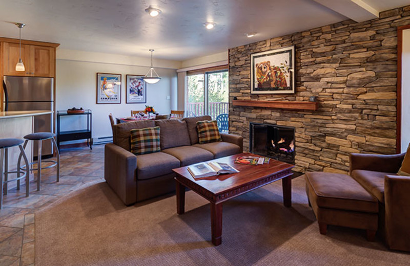 Rental living room at Bear Claw Condominiums.