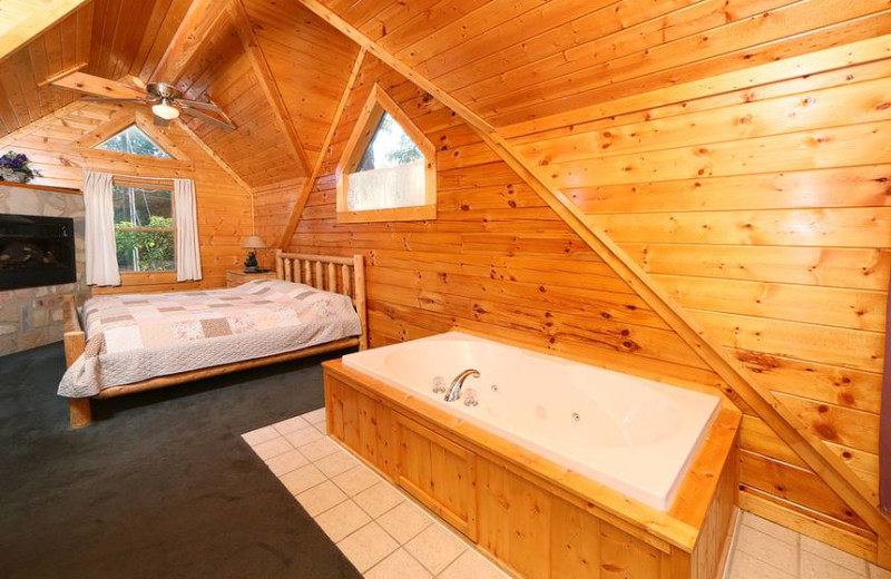 Cabin bedroom at Little Valley Mountain Resort.