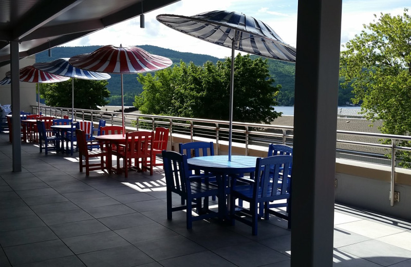 Patio at  Surfside on the Lake Hotel & Suites.