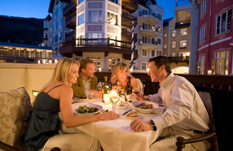Patio dining at Arrabelle at Vail Square.