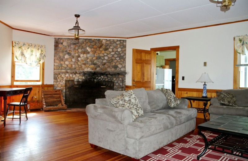 Cabin living room at Sebasco Harbor Resort.