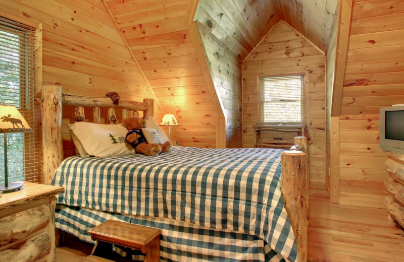 Rental bedroom at Nevaeh Cabin Rentals.