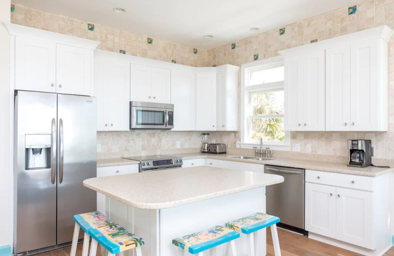 Rental kitchen at East Islands Rentals.