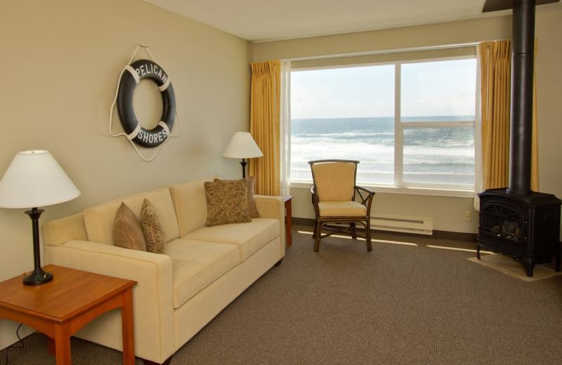 Guest living room at Pelican Shores Inn.