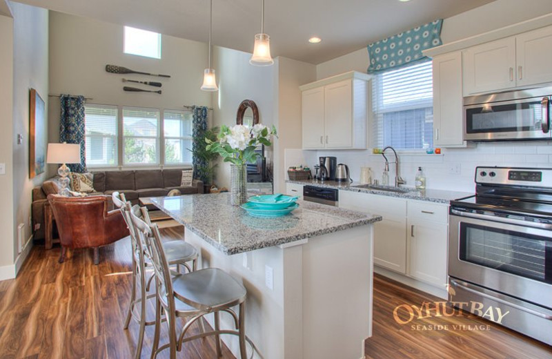 Rental kitchen at Oyhut Bay Seaside Village.
