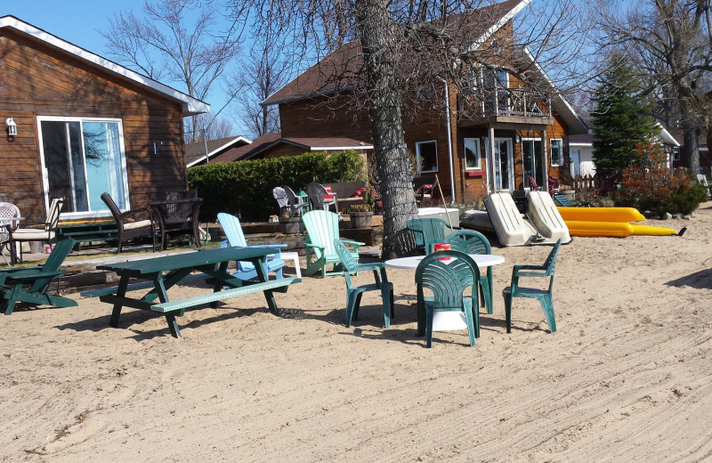 Cottages on the beach at Torbay Cottage Resort.