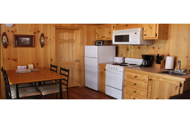 Cabin kitchen at Hocking Hills Backwoods Retreat.