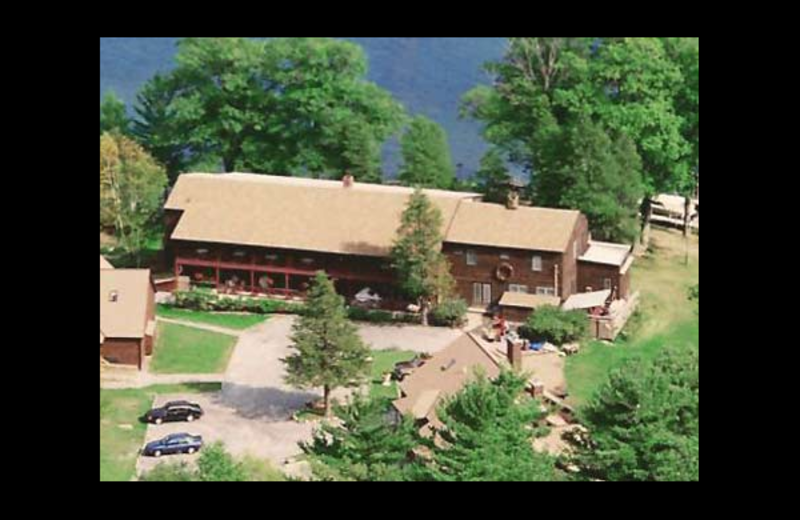 Aerial view of Northern Lake George Resort.