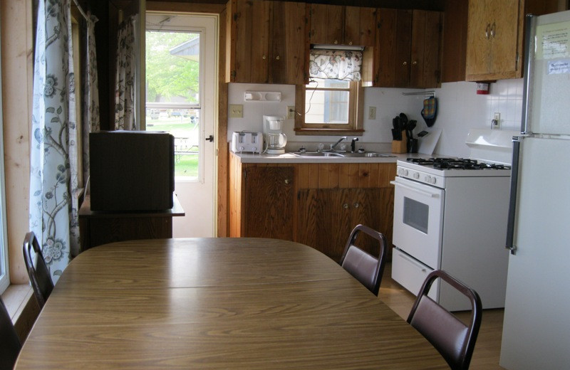 Cabin kitchen at Betsy Ross Resort.