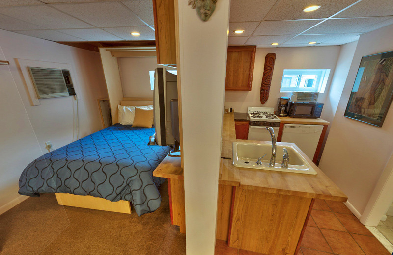 Guest room with kitchenette at Sands by the Sea.