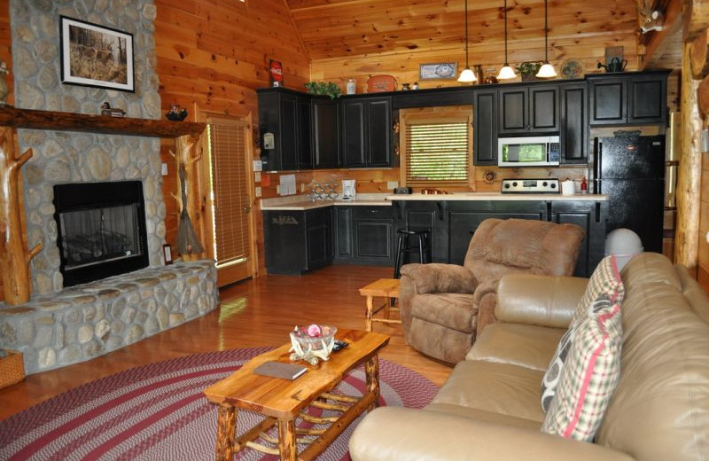 Cabin interior at Cuddle Up Cabin Rentals.