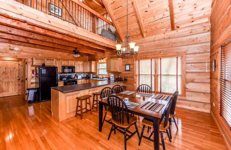 Rental kitchen and dining at Dogwood Cabins LLC.