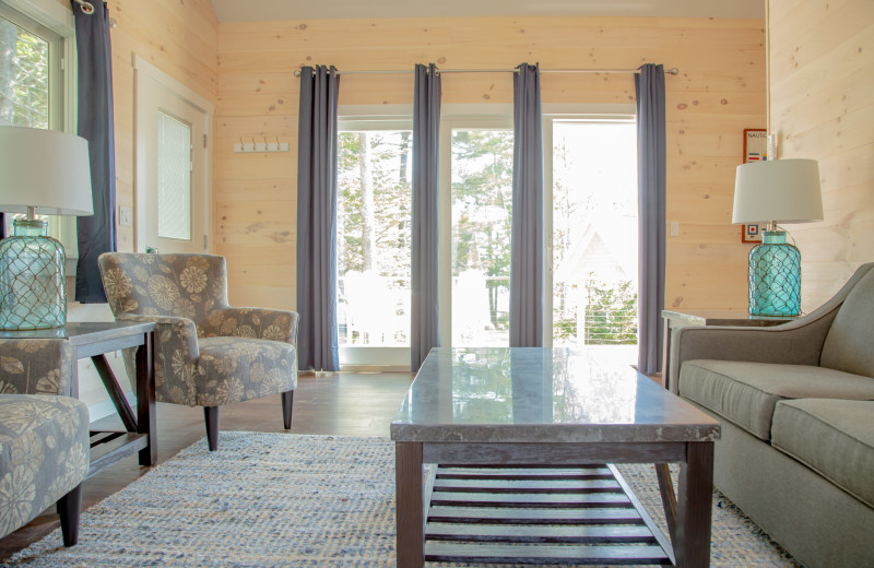 Cottage living room at Linekin Bay Resort.