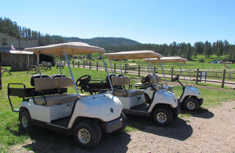 Golf carts at High Country Guest Ranch.