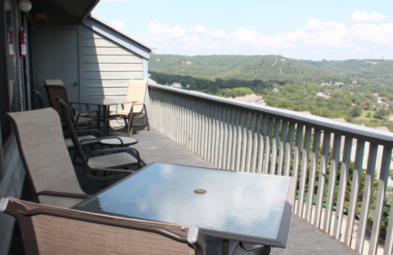 Rental balcony at Treehouse on the Lake.