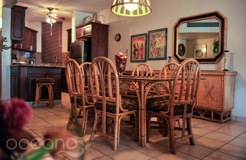 Vacation rental dining room at Oceano Beach Resort.