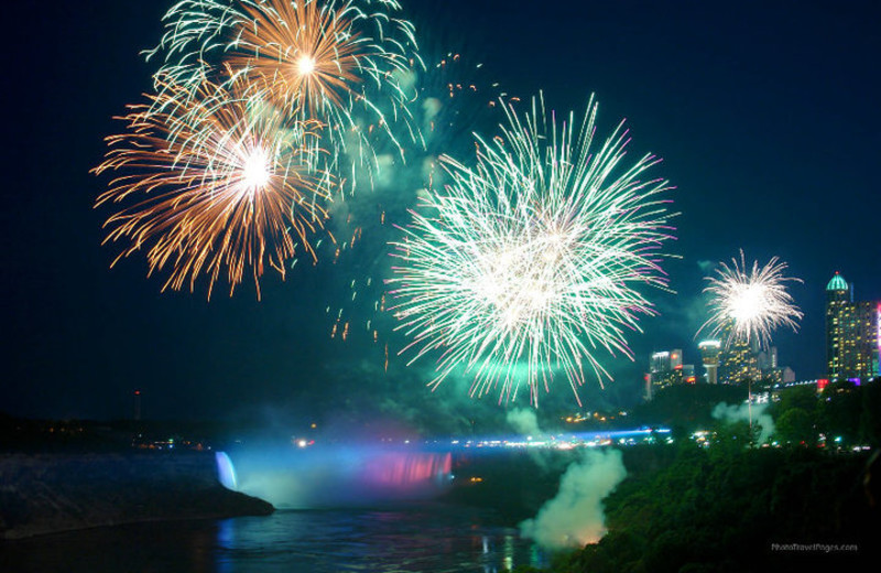 Fireworks over Niagara Falls at Cairn Croft Best Western Plus Hotel.