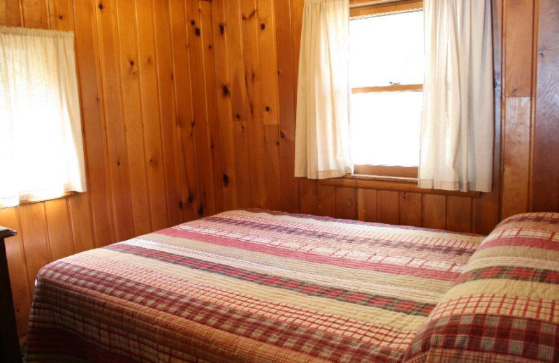 Cabin bedroom at Bladow Beach Resort & Campground.
