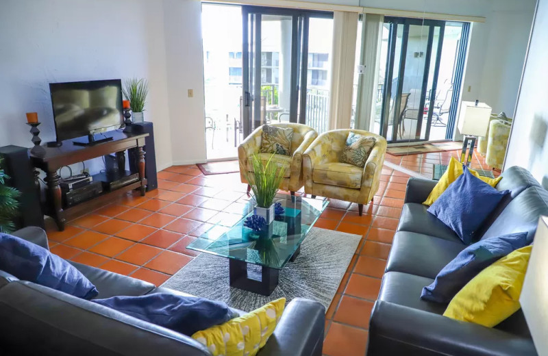 Rental living room at 1800 Atlantic, All Florida Keys Property Management.