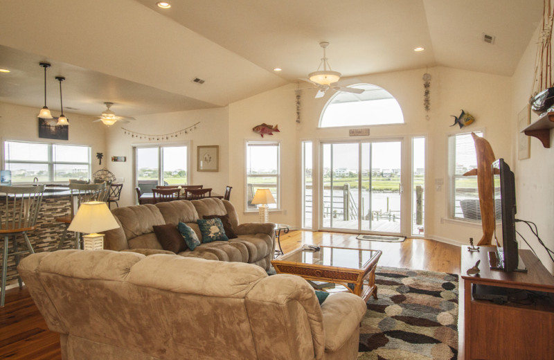 Rental living room at Oak Island Accomodations.