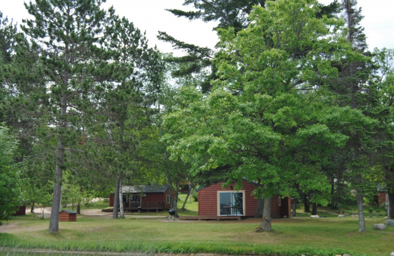 Cabin exterior at Sandy Pines Resort.