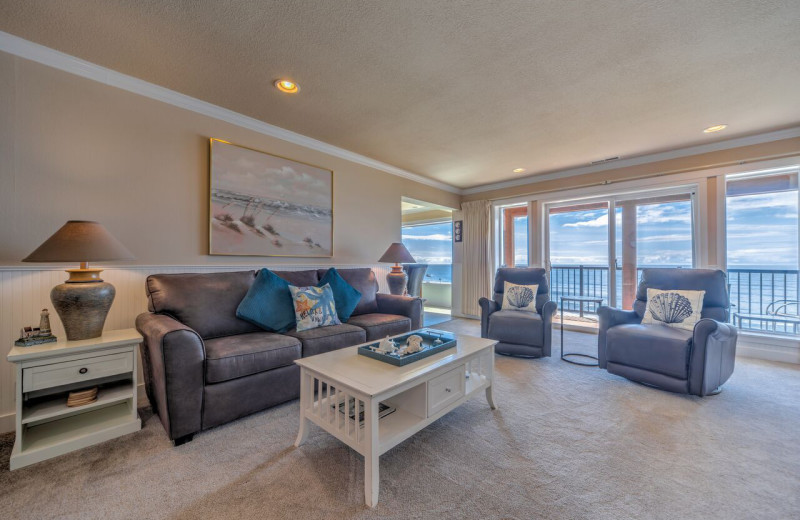 Rental living room at Cavalier Beachfront Condominiums.