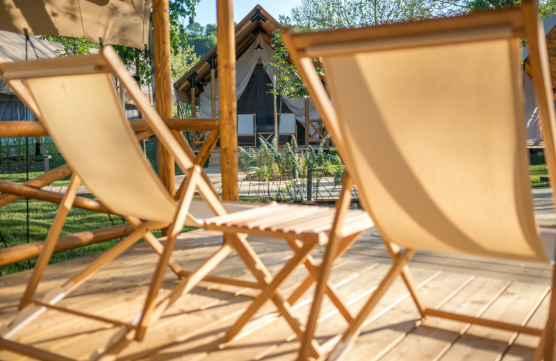 Guest patio at Glamping Olimia Adria Village.