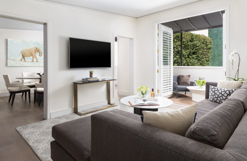 Guest room at The Mosaic Hotel Beverly Hills.