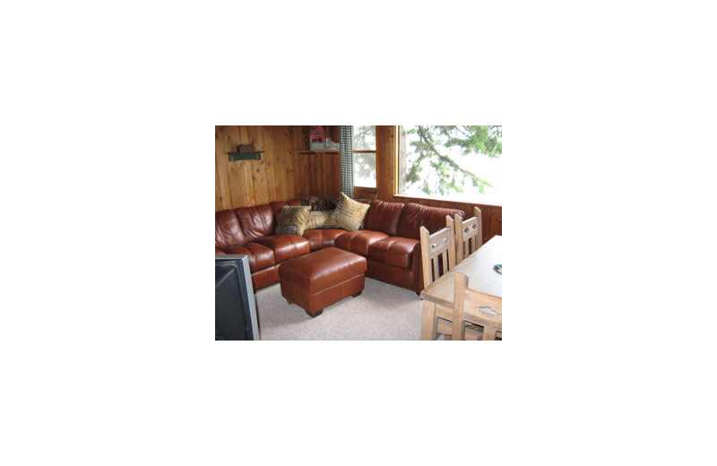 Cabin living room at Sandy Lakeshores on LCO.