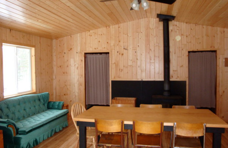 Cabin interior at Rex Tolton's Miles Bay Camp.