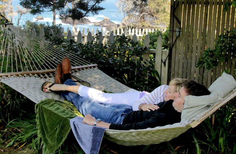 Couple in hammock at Agate Cove Inn.