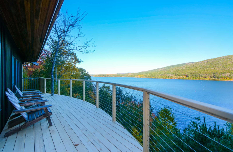 Deck view at Acadia Cottage Rentals.
