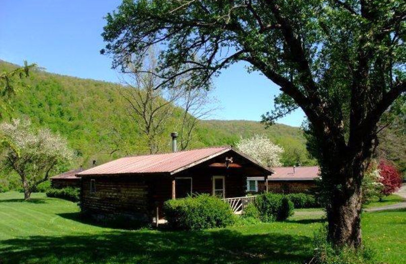 Cabin exterior at Cold Spring Lodge.