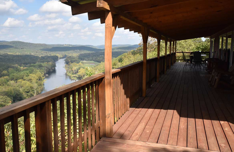 Cabin deck at Can-U-Canoe Riverview Cabins.