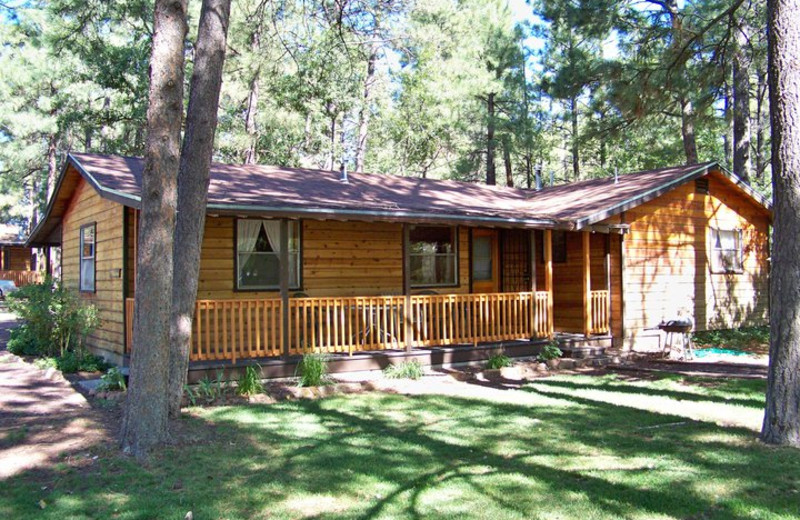 Cabin exterior at Lazy Oaks Resort.