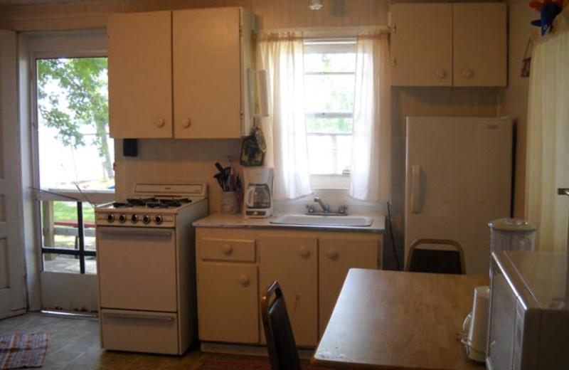 Cabin kitchen at Cozy Cove Resort.