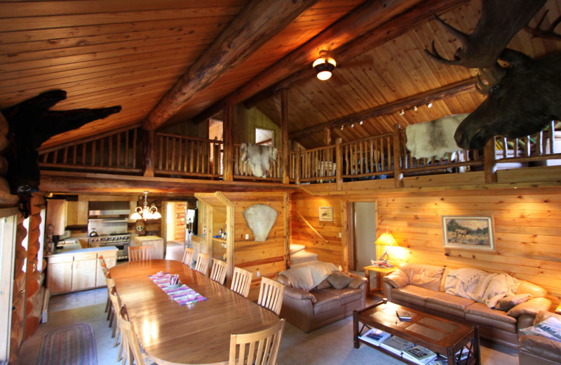 Main Lodge interior at Alaska Heavenly Lodge.