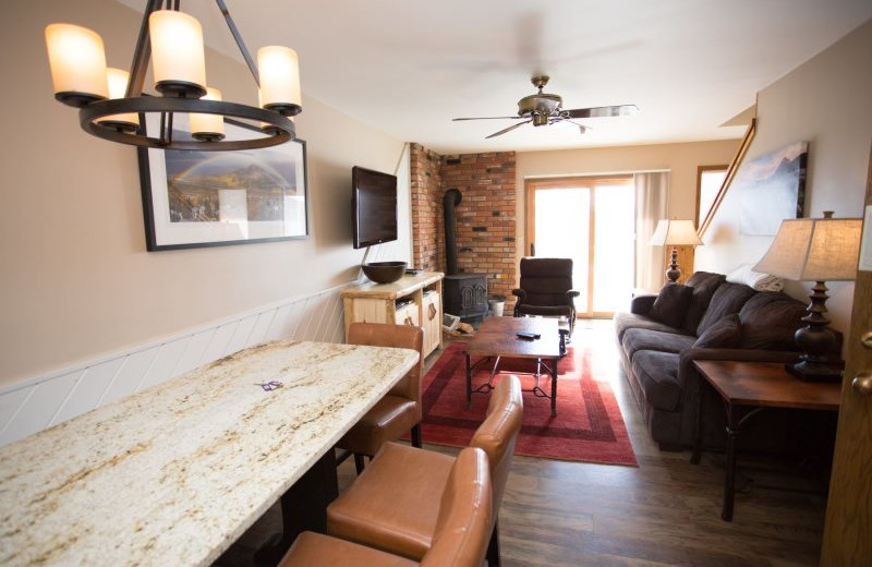 Rental living room at Alpine Getaways.