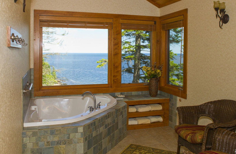 Guest hot tub at Lutsen Resort on Lake Superior.