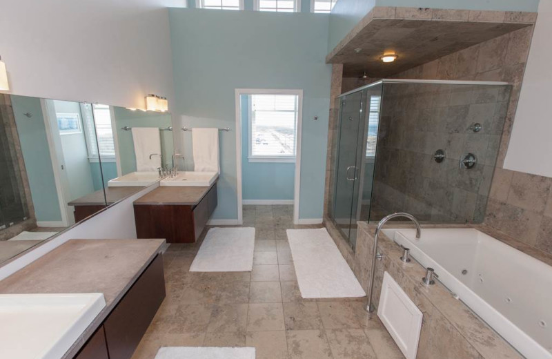 Rental bathroom at Sanctuary Vacation Rentals at Sandbridge.