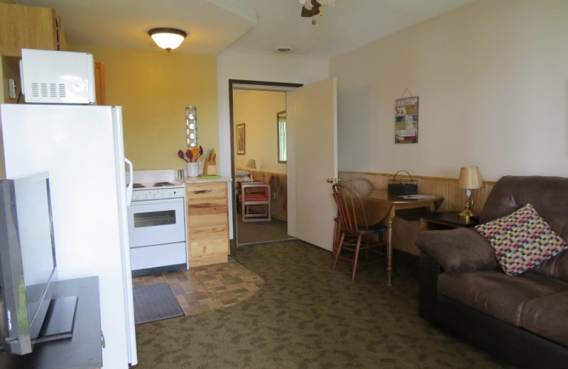 Guest room at Sakatah Bay Resort Motel.