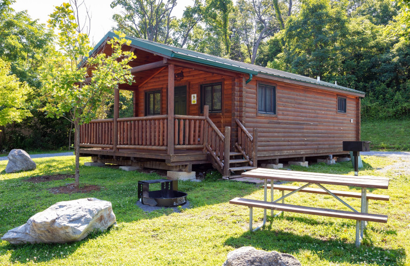 Cabin exterior at Yogi Bear's Jellystone Park Hagerstown.