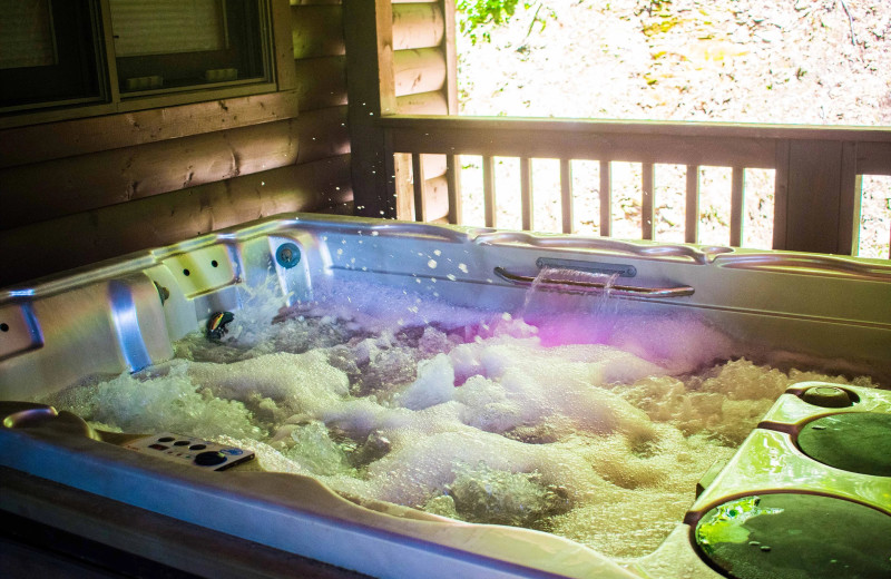 Cabin hot tub at Hocking Hills Cozy Cabins.