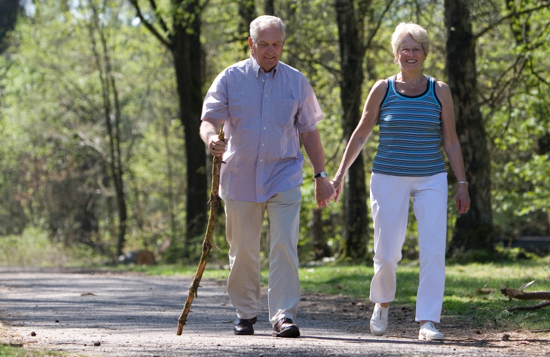 Couple hiking at Fernwood Resort.