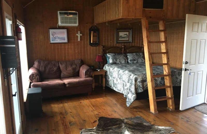 Cabin bedroom at Walnut Canyon Cabins.