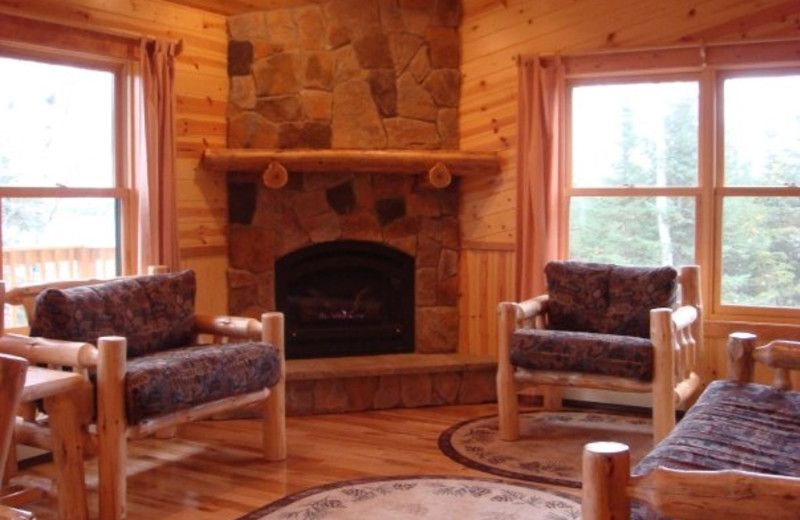 Cabin living room at Timber Trail Lodge & Resort.