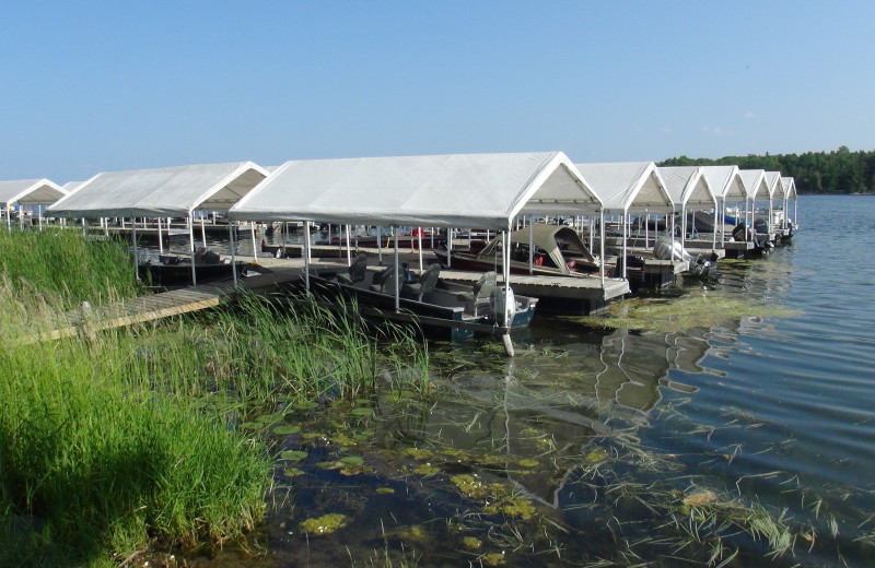 Boat marina at Moonlight Bay Resort.