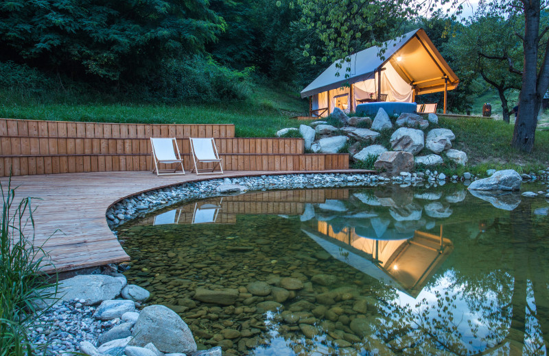 Pond at Chateau Ramšak Glamping Resort.