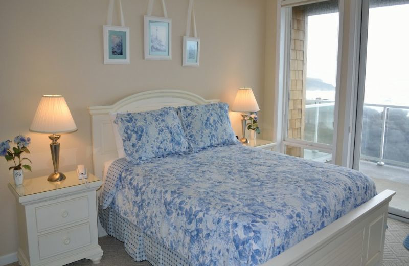 Vacation rental bedroom at Oregon Beach Vacations.